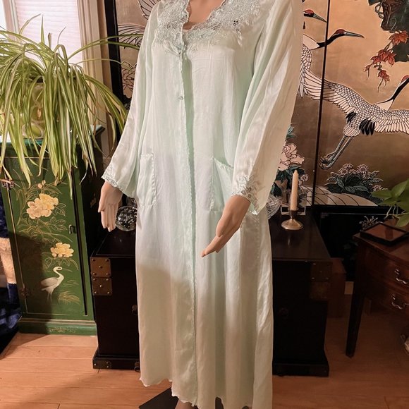 Vintage Peony Silk Robe Hand Embroidered 36 - Picture 7 of 9